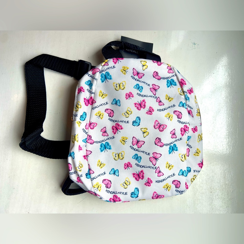NEW Kendall + Kylie Mini Backpack, White with Butterflies